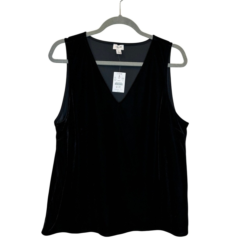 J.Crew Factory Womens L Velvet Tank Top Black Whimsigoth Holiday Party CF638